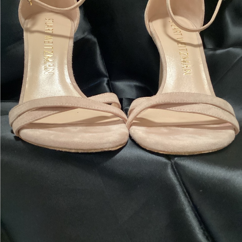 Stuart Weitzman “Nudest II” in Blush Pink Suede Ankle-Strap, Summer Heels 8 - Picture 7 of 9